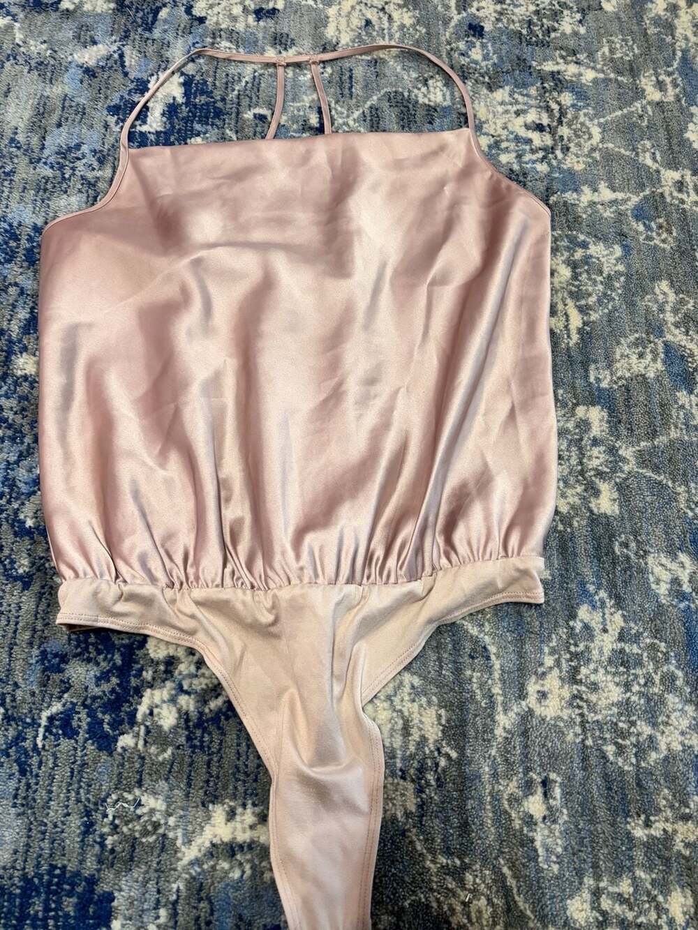 Pleione Bodysuit Size M Champagne Satin Cowl Neck